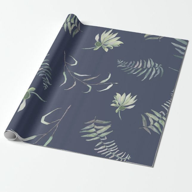Papel De Regalo Verde floral (Desenrollado)