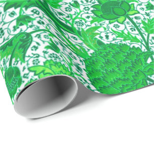 Papel De Regalo Verde floral de William Morris, esmeralda jacobeo