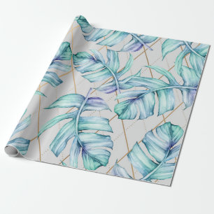 Papel De Regalo Verde Geométrico Tropical
