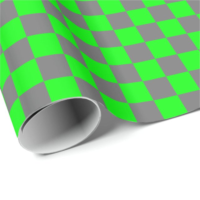 Papel De Regalo Verde gris medio y limón controlado (Esquina del rollo)