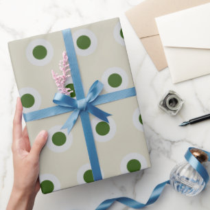 Papel De Regalo Verde Gris Taupe Pálido Lunares Simple Retro