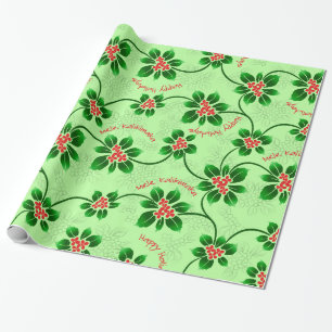 Papel De Regalo Verde hawaiano del navidad de Mele Kalikimaka del