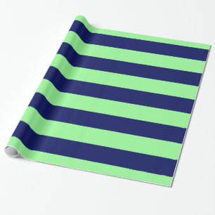 Papel De Regalo Verde Menta, Azul Marino XL Rayas Patrón V