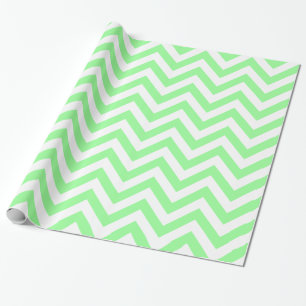 Papel De Regalo Verde menta Blanco XL Patrón Chevron ZigZag