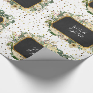 Papel De Regalo Verde menta conocida personalizada Peony floral