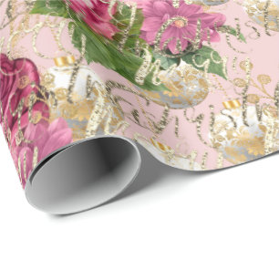 Papel De Regalo Verde menta del rosa del oro de la chuchería de l