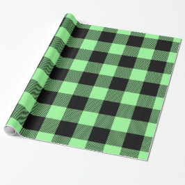 Papel De Regalo Verde menta negro búfalo enorme a cuadros leñador