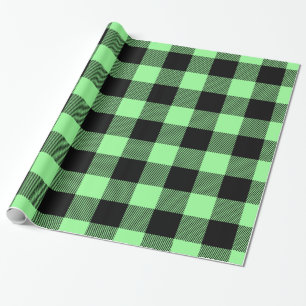 Papel De Regalo Verde menta negro búfalo enorme a cuadros leñador