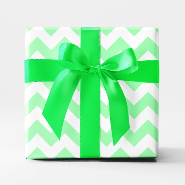Papel De Regalo Verde menta y Chevron blanco (Mint Green and White Chevron Wrapping Paper)