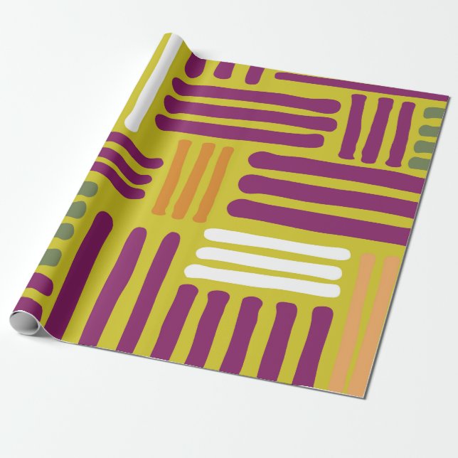 Papel De Regalo Verde Naranja púrpura (Desenrollado)