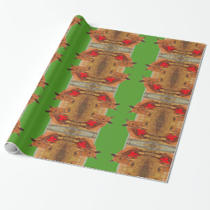 Papel De Regalo Verde: Navidades Caballo con arco rojo