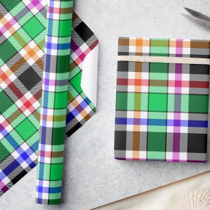 Papel De Regalo Verde Negro Franela de cuadros escoceses multicolo