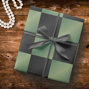 Papel De Regalo Verde Oliva Moderno Negro Gradiente Cuadriculado 