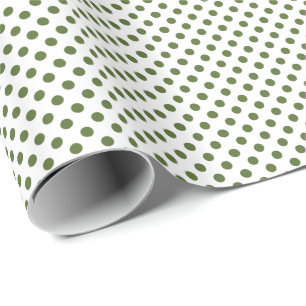 Papel De Regalo Verde Oliva sobre Lunares Blancos