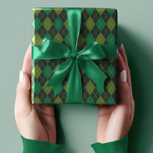 Papel De Regalo Verde oscuro irlandés pequeño argyle St Patrick's 