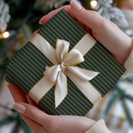 Papel De Regalo Verde oscuro y rayas de salvia