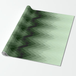Papel De Regalo Verde oscuro y zigzag menta.