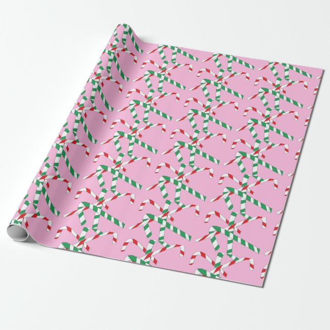 Papel De Regalo Verde rojo blanco rosado del bastón de caramelo (Desenrollado)