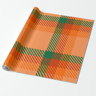 Papel De Regalo Verde, rojo, Naranja y escocés Tartán