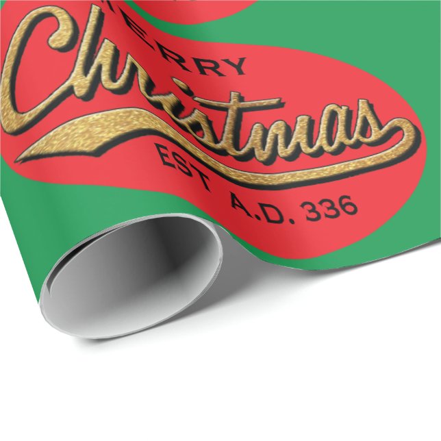 Papel de Regalo Verde/Rojo "Retro Feliz Navidad" (Esquina del rollo)