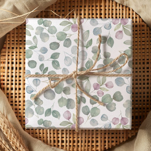 Papel De Regalo Verde salvia acuarela follaje de eucalipto