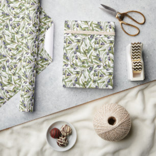 Papel De Regalo Verde Salvia Acuarela Francés Campo Olivo