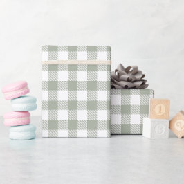 Papel De Regalo Verde Salvia Buffalo Cuadro Gingham Comprobado Paí