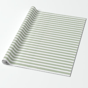 Papel De Regalo Verde salvia claro y rayas blancas