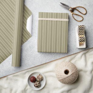 Papel De Regalo Verde Salvia Rayado Pinstripe Sencillo Moderno Cam