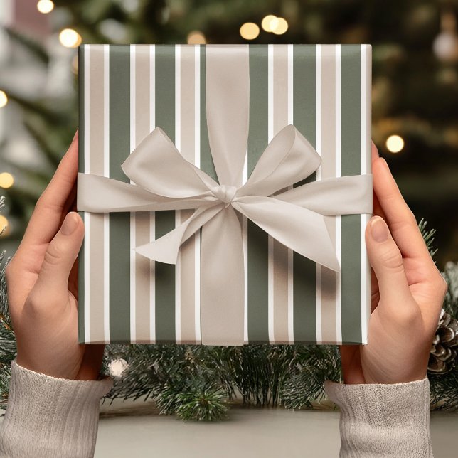 Papel De Regalo Verde Salvia y Raya Beige (Subido por el creador)