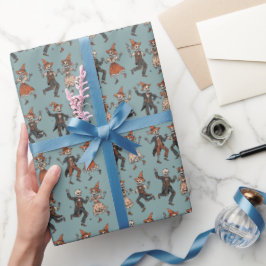 Papel De Regalo Verde teñido | Esqueleto de Halloween