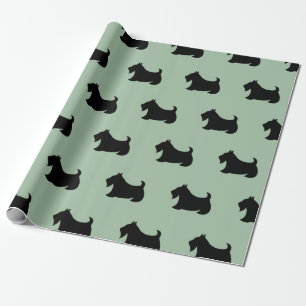 Papel de regalo verde Terrier Escocés