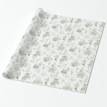 Papel De Regalo Verde Toile De Jouy Vintage Floral Chinoiserie<br><div class="desc">Transforma tu celebración con nuestra Colección de Decoración para Fiestas Olive Green Toile de Jouy. Este elegante conjunto muestra intricadas flores silvestres, pájaros y mariposas de estilo chinoiserie, todos diseñados meticulosamente para crear una atmósfera sofisticada y atemporal. Con florales detallados y una rica paleta de verde oliva, esta colección añade...</div>