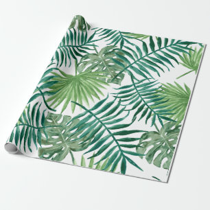Papel De Regalo Verde tropical hojas de Monstera y Palma
