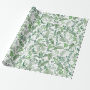 Papel De Regalo Verde tropical moderno Foliage verde blanco