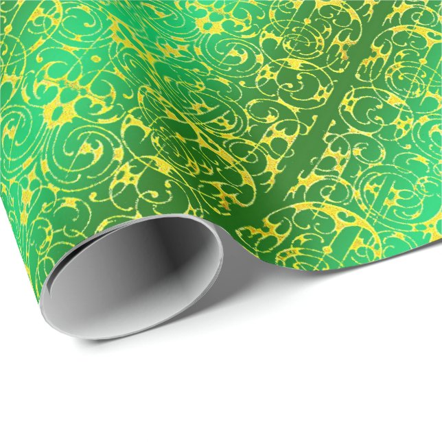 Papel De Regalo Verde y amarillo de Fiore (Esquina del rollo)