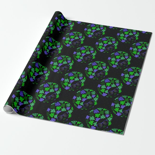 Papel De Regalo Verde y azul de la diva africana (Desenrollado)