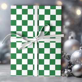 Papel De Regalo Verde y Blanco Holiday Check