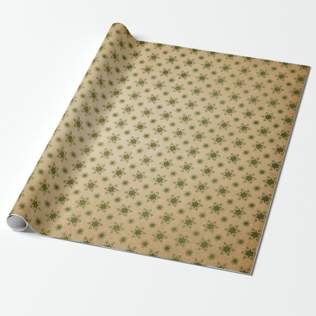 Papel De Regalo Verde y Kraft Retro Navidad (Desenrollado)