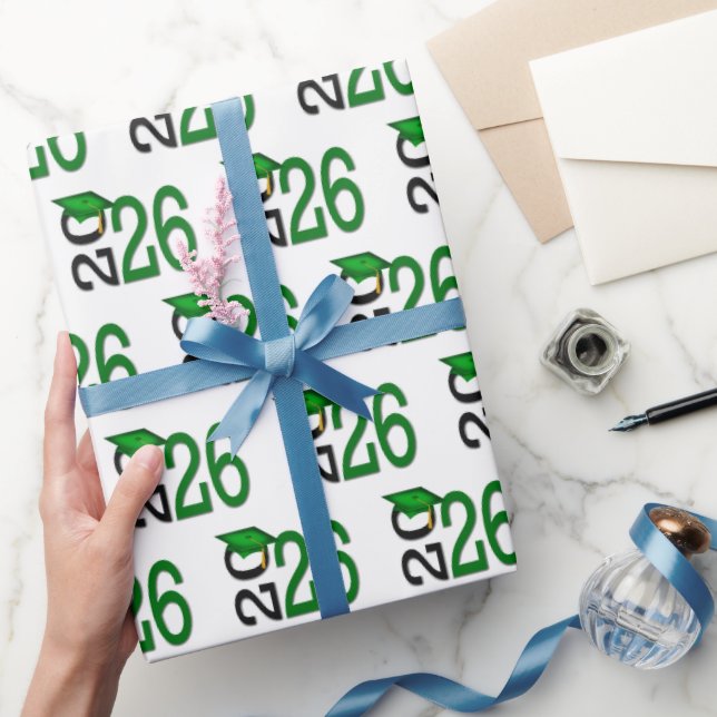 Papel De Regalo Verde y Negro de graduación 2025 (Regalar)