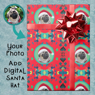 Papel De Regalo Verde y Rojo de Fiesta con Tu Foto y Corbatín