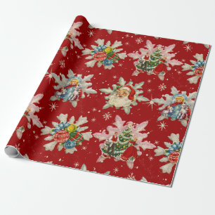 Papel De Regalo Verdes copos de nieve de Navidad de la nostalgia