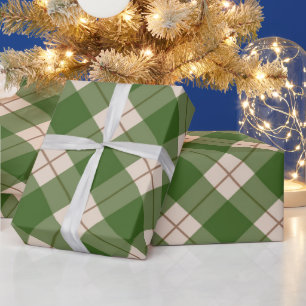 Papel De Regalo Verdes Cuadros de Búfalo Navidad