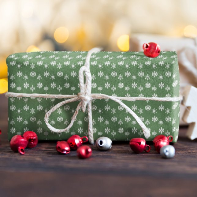 Papel De Regalo Verdes y copos de nieve blancos y sabrosos (Subido por el creador)