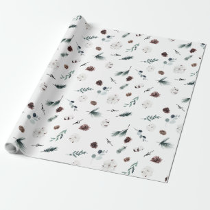 Papel De Regalo Verdor blanco Vintage Feliz Navidad