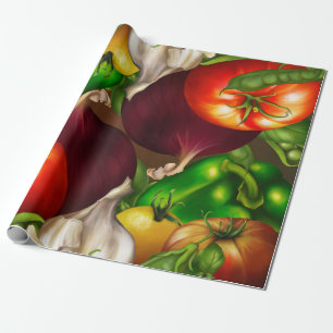 Papel De Regalo Verduras y Hierbas Comida Orgánica Natural Vegetal