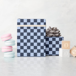 Papel De Regalo Verificar Azul Suave y Azul Oscuro - Rollo de Pape