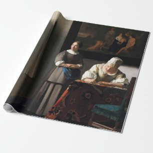 Papel De Regalo Vermeer - Dama escribiendo una carta con su emplea
