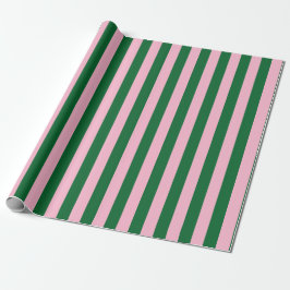 Papel De Regalo Vertical Stripe Pattern in Pink and Green