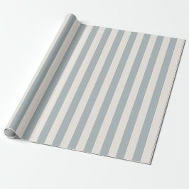 Papel De Regalo Vertical Stripe Pattern Light Blue-Gray and Cream